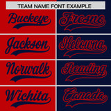 Custom Red Navy Split Fashion Coconut Tree Design Authentic Baseball Jersey