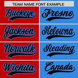 Custom Red Powder Blue Split Fashion Coconut Tree Design Authentic Baseball Jersey