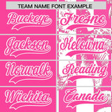 Custom Pink White Split Fashion Coconut Tree Design Authentic Baseball Jersey