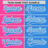 Custom Pink Powder Blue Split Fashion Coconut Tree Design Authentic Baseball Jersey