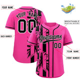 Custom Pink Black Split Fashion Coconut Tree Design Authentic Baseball Jersey