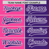 Custom Pink Purple Split Fashion Coconut Tree Design Authentic Baseball Jersey