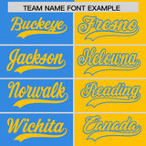 Custom Powder Blue Yellow Split Fashion Coconut Tree Design Authentic Baseball Jersey