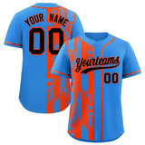 Custom Powder Blue Orange Split Fashion Coconut Tree Design Authentic Baseball Jersey