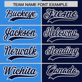 Custom Powder Blue Navy Split Fashion Coconut Tree Design Authentic Baseball Jersey