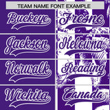 Custom Purple White Split Fashion Coconut Tree Design Authentic Baseball Jersey
