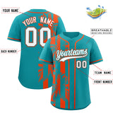 Custom Aqua Orange Split Fashion Coconut Tree Design Authentic Baseball Jersey