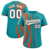 Custom Aqua Orange Split Fashion Coconut Tree Design Authentic Baseball Jersey