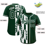 Custom Green White Split Fashion Coconut Tree Design Authentic Baseball Jersey