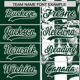 Custom Green White Split Fashion Coconut Tree Design Authentic Baseball Jersey