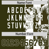 Custom Olive White Split Fashion Coconut Tree Design Authentic Baseball Jersey