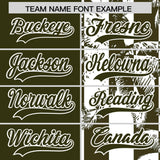 Custom Olive White Split Fashion Coconut Tree Design Authentic Baseball Jersey