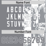 Custom Gray White Split Fashion Coconut Tree Design Authentic Baseball Jersey