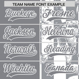 Custom Gray White Split Fashion Coconut Tree Design Authentic Baseball Jersey