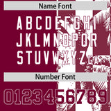 Custom Crimson White Split Fashion Coconut Tree Design Authentic Baseball Jersey