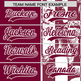 Custom Crimson White Split Fashion Coconut Tree Design Authentic Baseball Jersey