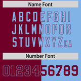 Custom Crimson Powder Blue Split Fashion Coconut Tree Design Authentic Baseball Jersey