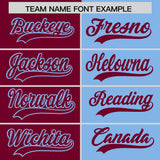 Custom Crimson Powder Blue Split Fashion Coconut Tree Design Authentic Baseball Jersey