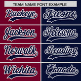 Custom Crimson Navy Split Fashion Coconut Tree Design Authentic Baseball Jersey