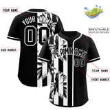 Custom Black White Split Fashion Coconut Tree Design Authentic Baseball Jersey