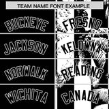 Custom Black White Split Fashion Coconut Tree Design Authentic Baseball Jersey