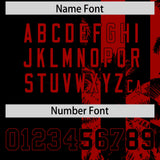 Custom Black Red Split Fashion Coconut Tree Design Authentic Baseball Jersey