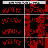 Custom Black Red Split Fashion Coconut Tree Design Authentic Baseball Jersey