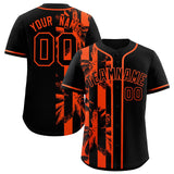 Custom Black Orange Split Fashion Coconut Tree Design Authentic Baseball Jersey