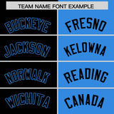 Custom Black Powder Blue Split Fashion Coconut Tree Design Authentic Baseball Jersey