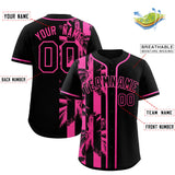 Custom Black Pink Split Fashion Coconut Tree Design Authentic Baseball Jersey