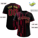 Custom Black Crimson Split Fashion Coconut Tree Design Authentic Baseball Jersey