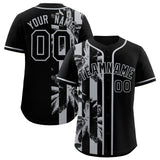 Custom Black Gray Split Fashion Coconut Tree Design Authentic Baseball Jersey