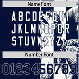 Custom Navy White Split Fashion Coconut Tree Design Authentic Baseball Jersey