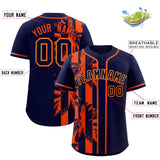 Custom Navy Orange Split Fashion Coconut Tree Design Authentic Baseball Jersey