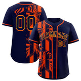 Custom Navy Orange Split Fashion Coconut Tree Design Authentic Baseball Jersey