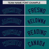 Custom Navy Aqua Split Fashion Coconut Tree Design Authentic Baseball Jersey