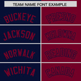 Custom Navy Crimson Split Fashion Coconut Tree Design Authentic Baseball Jersey