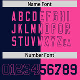 Custom Navy Pink Split Fashion Coconut Tree Design Authentic Baseball Jersey