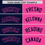 Custom Navy Pink Split Fashion Coconut Tree Design Authentic Baseball Jersey