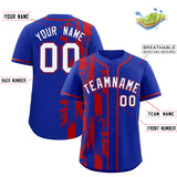 Custom Royal Red Split Fashion Coconut Tree Design Authentic Baseball Jersey
