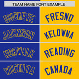 Custom Royal Yellow Split Fashion Coconut Tree Design Authentic Baseball Jersey