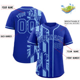 Custom Royal Powder Blue Split Fashion Coconut Tree Design Authentic Baseball Jersey
