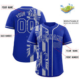 Custom Royal Gray Split Fashion Coconut Tree Design Authentic Baseball Jersey