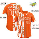 Custom Orange White Split Fashion Coconut Tree Design Authentic Baseball Jersey