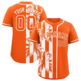 Custom Orange White Split Fashion Coconut Tree Design Authentic Baseball Jersey