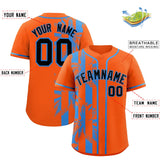 Custom Orange Powder Blue Split Fashion Coconut Tree Design Authentic Baseball Jersey