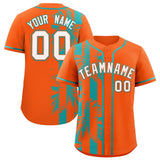 Custom Orange Aqua Split Fashion Coconut Tree Design Authentic Baseball Jersey