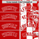 Custom Red White Split Fashion Coconut Tree Design Authentic Baseball Jersey