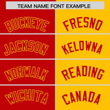 Custom Red Yellow Split Fashion Coconut Tree Design Authentic Baseball Jersey