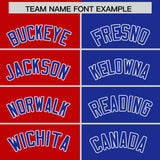 Custom Red Royal Split Fashion Coconut Tree Design Authentic Baseball Jersey